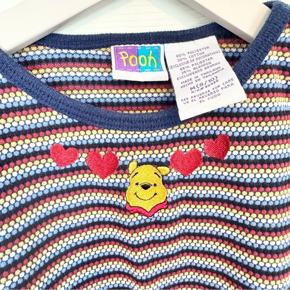 Vintage Disney x POOH Striped Long Sleeve Tee w/embroidery